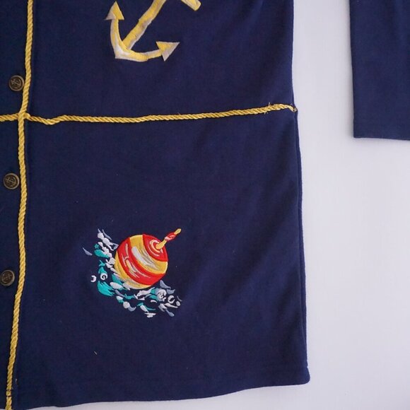 Vintage Chaus Sport Navy Embroidered Nautical Boating Sailing Button Cardigan S - Picture 6 of 13